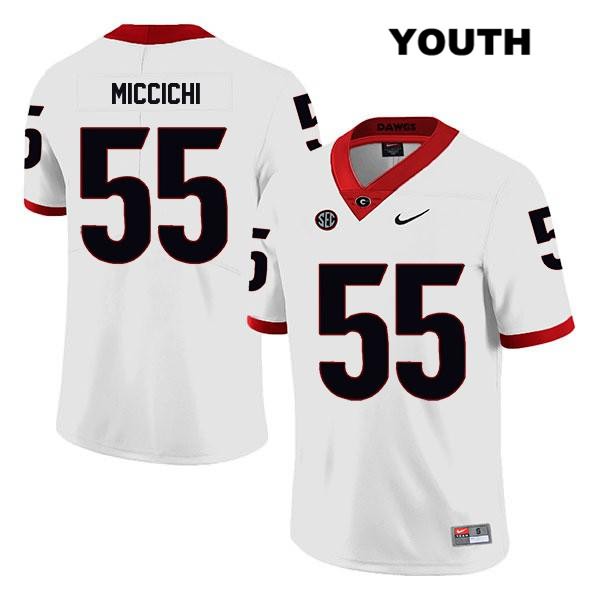 Georgia Bulldogs Youth Miles Miccichi #55 NCAA Legend Authentic White Nike Stitched College Football Jersey LUC0556GL